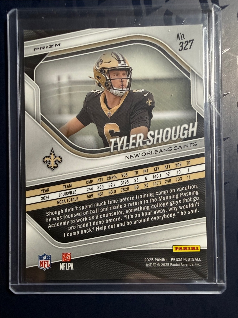 Panini Tyler Shough Rookie Prizm Football Card - Black, Gold, Red Accents - Picture 2 of 2